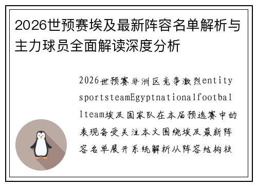 2026世预赛埃及最新阵容名单解析与主力球员全面解读深度分析